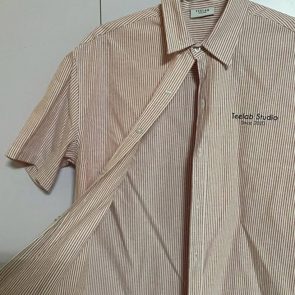 Light Pink Striped Casual Button-down Shirt - Picture 4 of 5